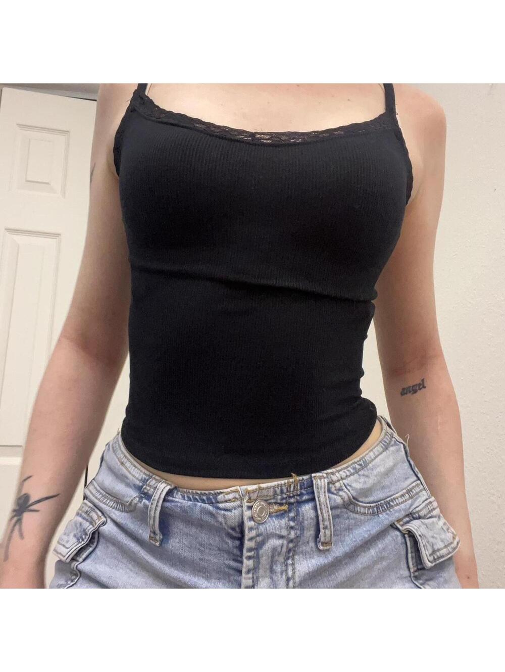 hollister black lace cami